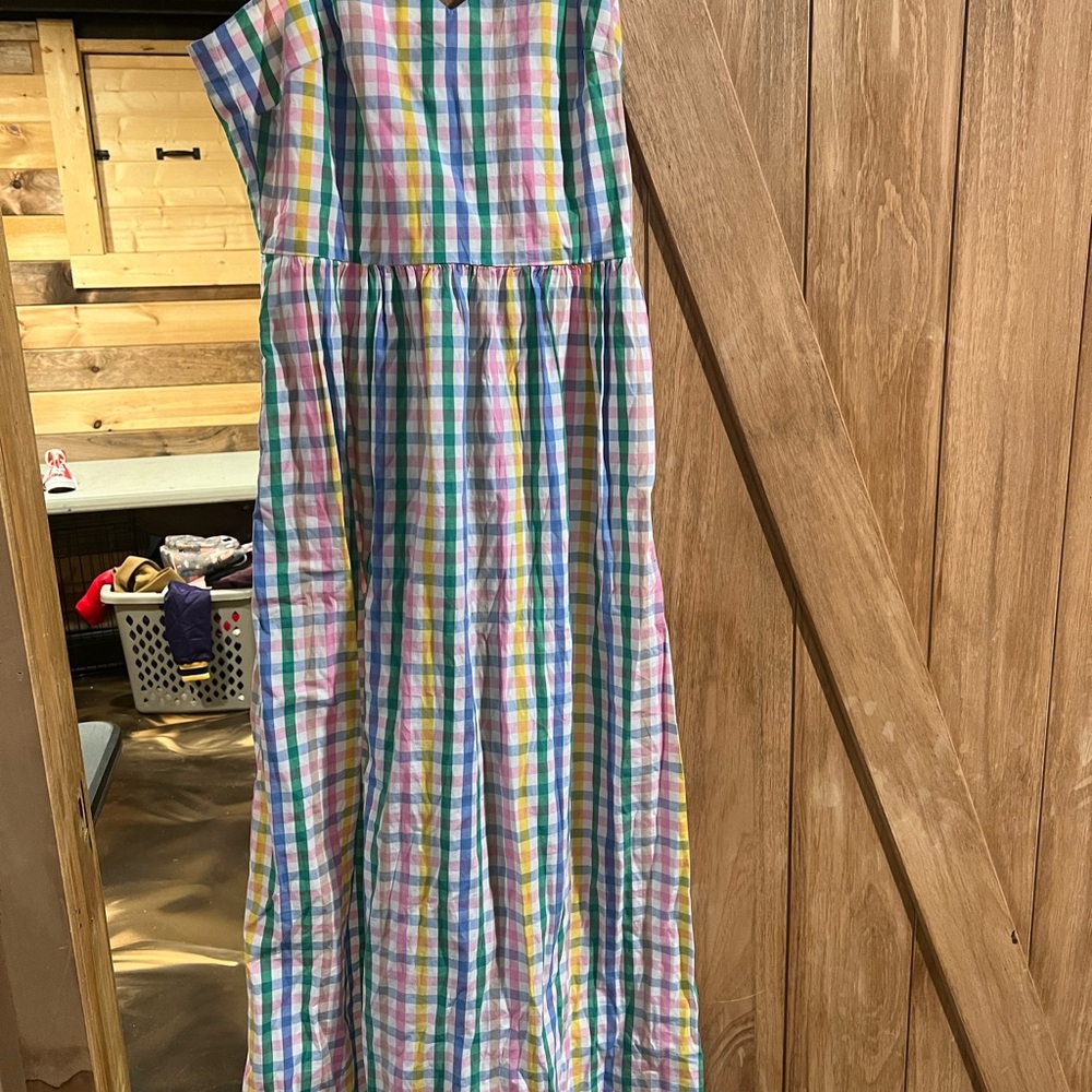 J. Crew Pastel Multi-Color Plaid Maxi Dress